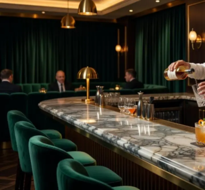 Signature koktélok és exkluzív bárpult a Lounge Gather Club privát lounge részlegében